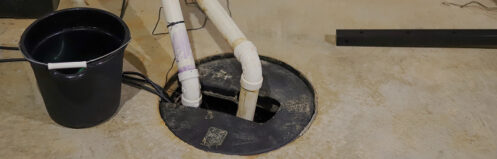 Sump pump in the basement of a Central WI home
